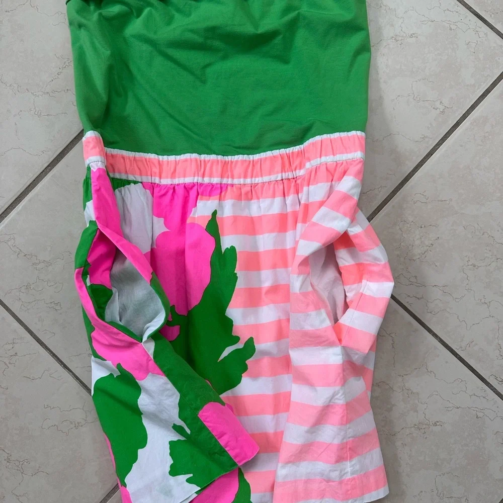 Lilly Pulitzer Green and Pink Strapless Mini Dress - Picture 6 of 8